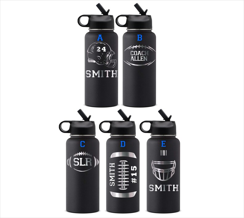 Football Water Bottle W/straw Lid Sports Water Bottle Etsy