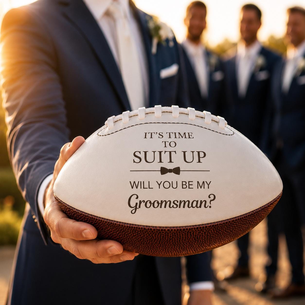 Engraved Groomsmen Proposal Football