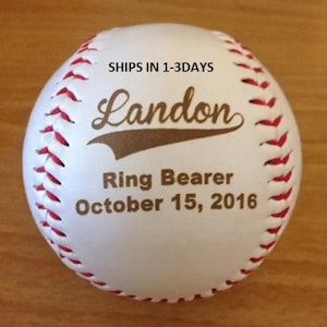 Two Sided Engraving Ring Bearer Baseball, Personalized  Baseball, Personalized Coach Gift