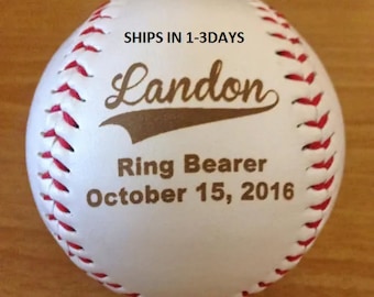 Two Sided Engraving Ring Bearer Baseball, Personalized  Baseball, Personalized Coach Gift
