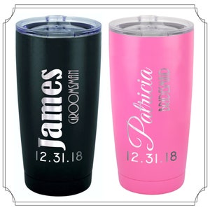 Personalized 20 oz Tumbler, Stainless Steel Tumbler, Wedding Party Favor, Bridesmaid Gift, Groomsmen Gifts, Bridal Party, Wedding Tumblers
