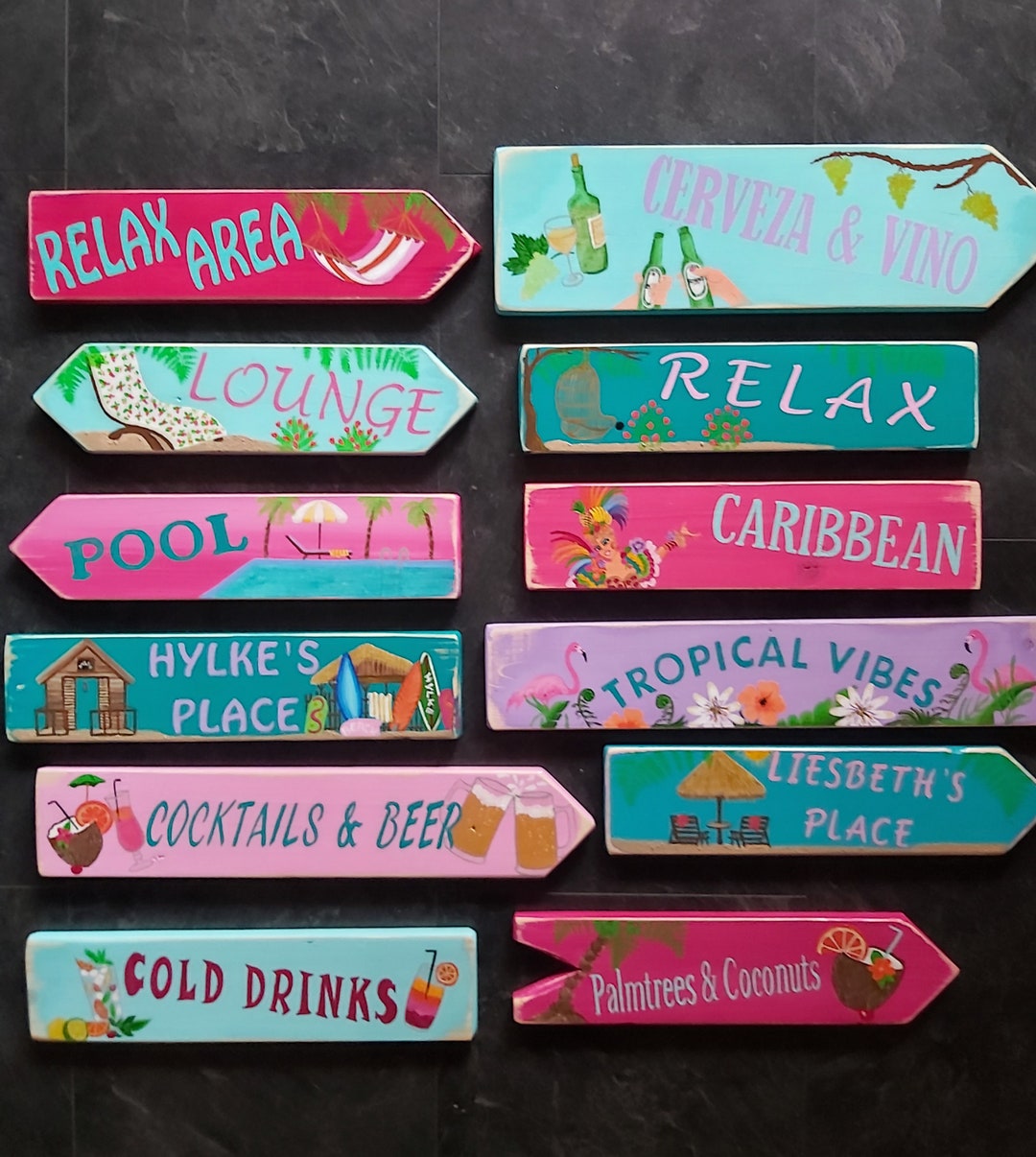 Handmade Wooden Signposts Personalized in E.g. IBIZA Caribbean Aruba ...