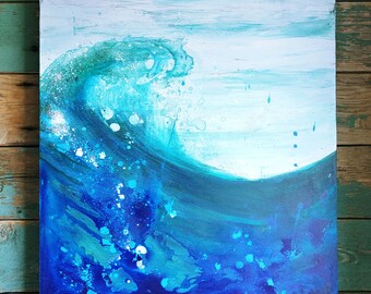 Surface I, abstract painting, abstract art, abstract painting, seascape, Quebec artist, Amélie Loyer, mixed mediums on wood