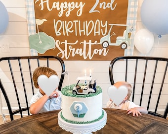Hand Painted Golf Themed Party Banner, Personalized Sign for Birthday