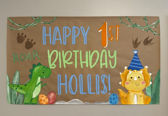 Dinosaur Birthday Banner Hand Painted Sign - Etsy