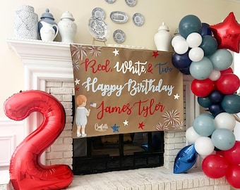 Red White and Two Banner: Patriotic 2nd Birthday Party Decor