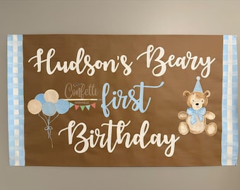 Painted Birthday Banner Beary First Birthday Teddy Sign