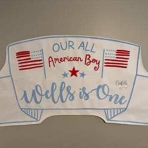 One All American Painted Banner, 4th of July Birthday Sign, Red White and Blue