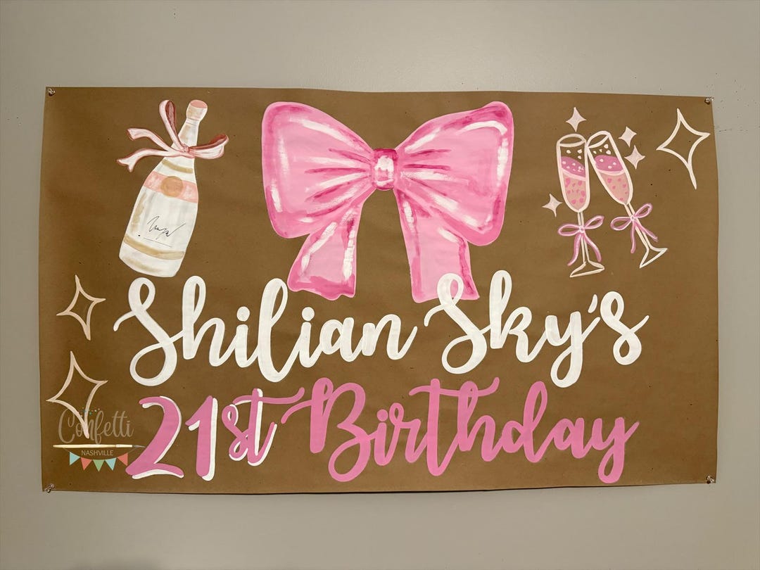 Twenty First Banner 21st Birthday Banner- Hand Painted Twenty First Sign - Etsy
