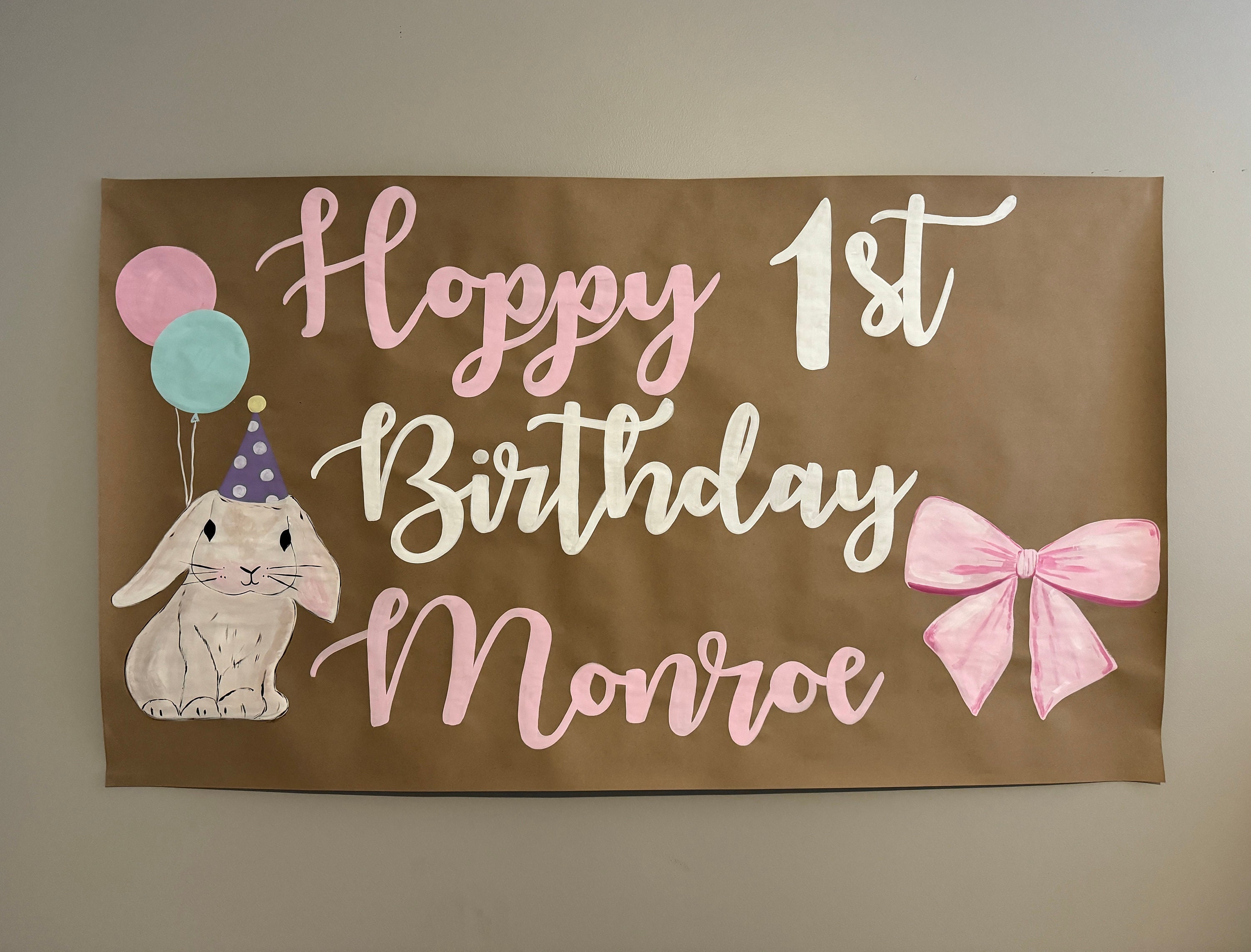 Handpainted Custom Bunny Birthday Banner Sign - Etsy