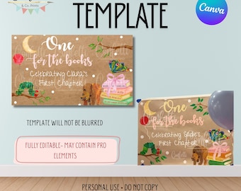 One for the books Banner Template- first birthday banner
