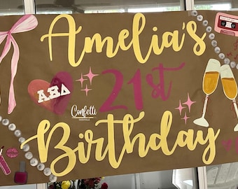 Custom Hand-Painted 21st Birthday Banner: Personalized Party Backdrop