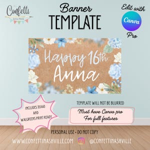 Modello di banner con design floreale Canva Pro