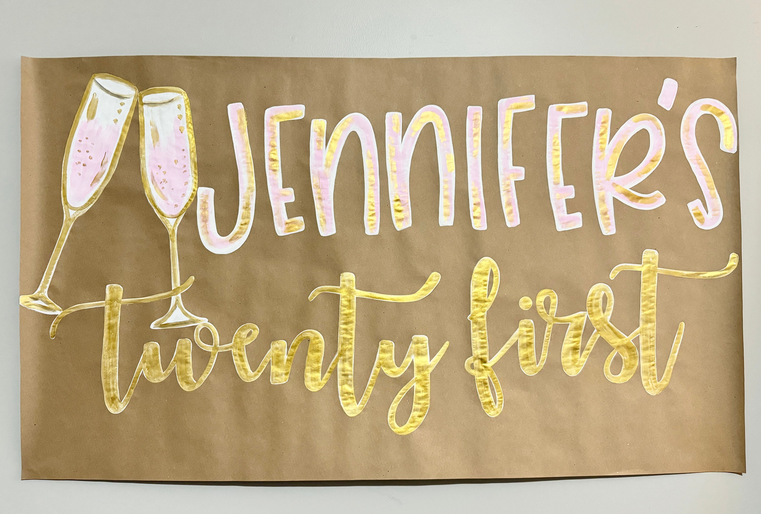Twenty First Birthday Banner Hand Painted Custom Personalized Sign 