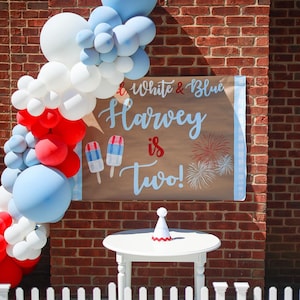 Red White And Two Handpainted Party Banner, 4th of July Birthday Sign