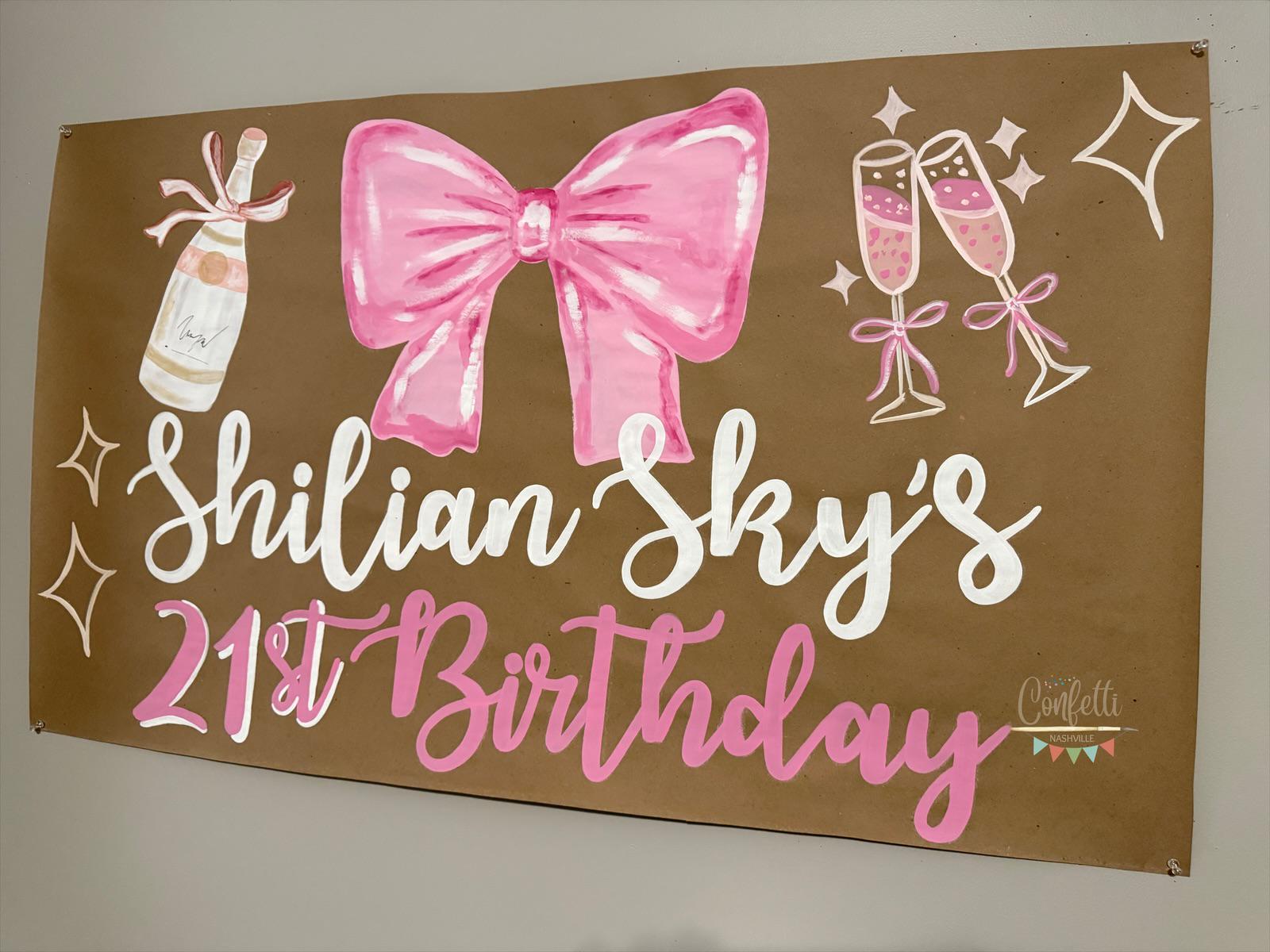 21st Birthday Banner- Hand Painted Twenty First Sign - Etsy