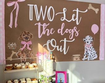 Hand Painted banner, Puppy Party, Two let the dog’s out, Birthday sign