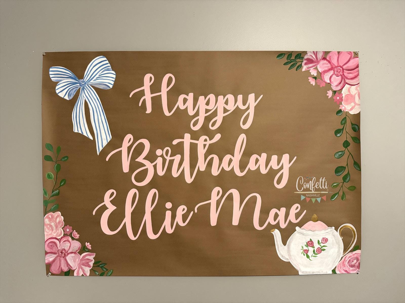 Tea Party Birthday Decorations Kit - 33 Pcs With Banner, Honeycomb Centerpieces & Balloons - Floral Theme - View #7