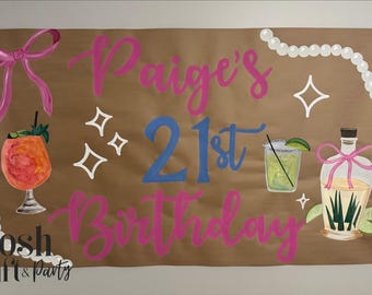Hand Painted 21st Birthday Banner Sign