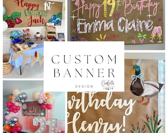 Custom Hand Painted Paper Banner for Celebrations, Personalized Sign for Birthdays, Weddings & Events- Deluxe Style