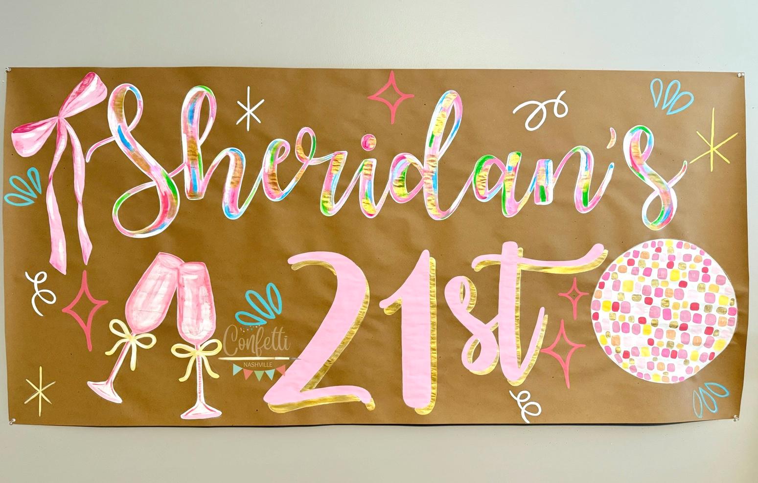 Twenty First Banner 21st Birthday Banner- Hand Painted Twenty First Sign - Etsy