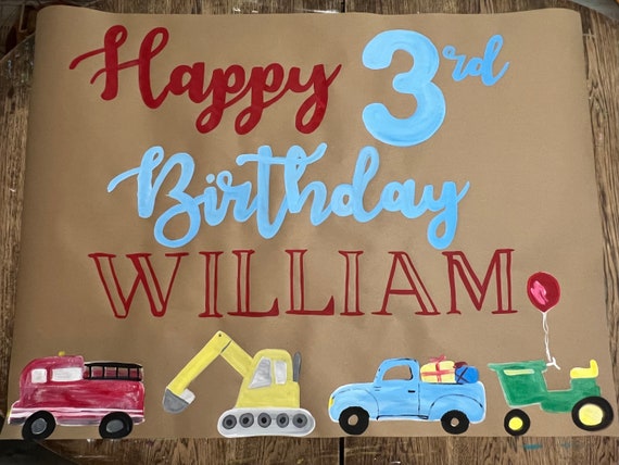 Custom Hand Painted Kraft Paper Banner, Paper Banner, Party Banner,  Engagement Banner, Twenty First Birthday, First Birthday, Custom Painted 