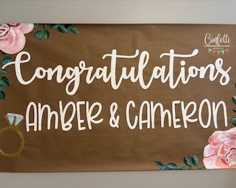 Engagement Hand Painted Custom Banner, She Said Yes, Congratulations Sign