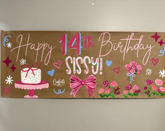 Hand Painted Birthday Banner: Custom Party Decor