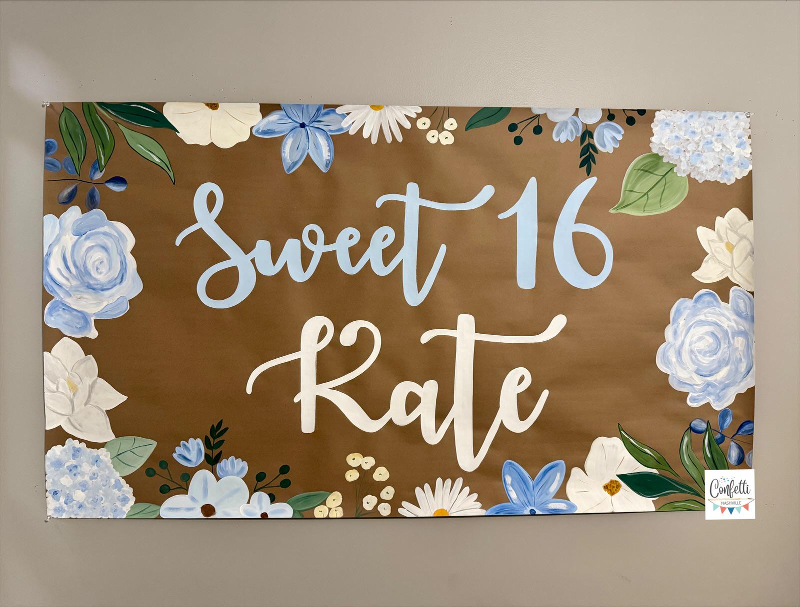 hand painted banner, custom sign, bridal banner, floral sign
