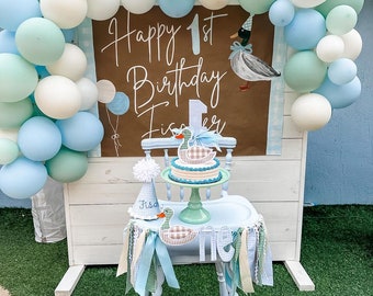 Mallard Duck Hand Painted Birthday Banner, Personalized Sign for Party Backdrop