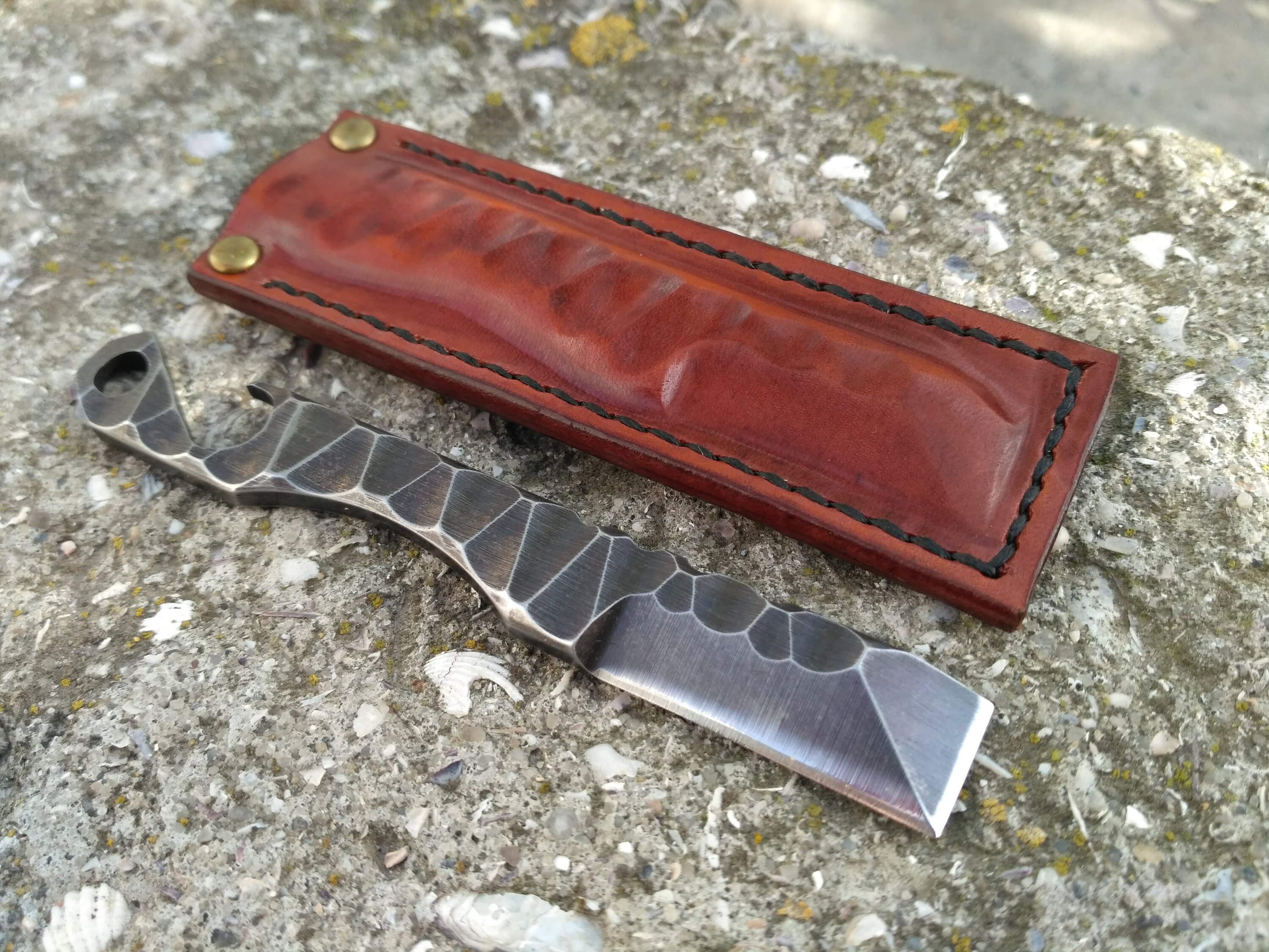 Custom chisel knife with a bottle opener. Kiridashi. EDC Etsy