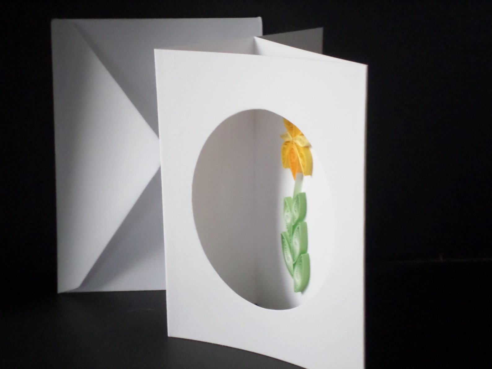 Tri Fold Blank Note Card With Oval Opening Embellished With Etsy