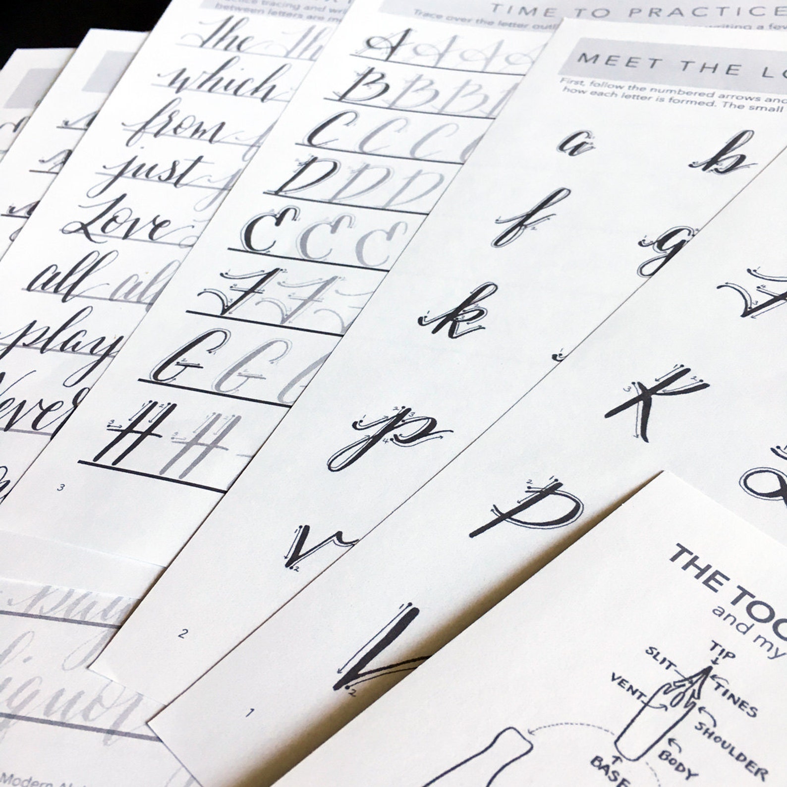 Modern Calligraphy PRINTABLE Worksheet - INSTANT DOWNLOAD - Kinda ...