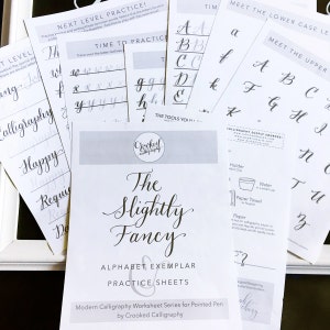 Feuille de travail de calligraphie moderne - TÉLÉCHARGEMENT IMPRIMABLE - Exemple d'alphabet légèrement fantaisie, Feuilles de pratique de calligraphie, Formation de lettre