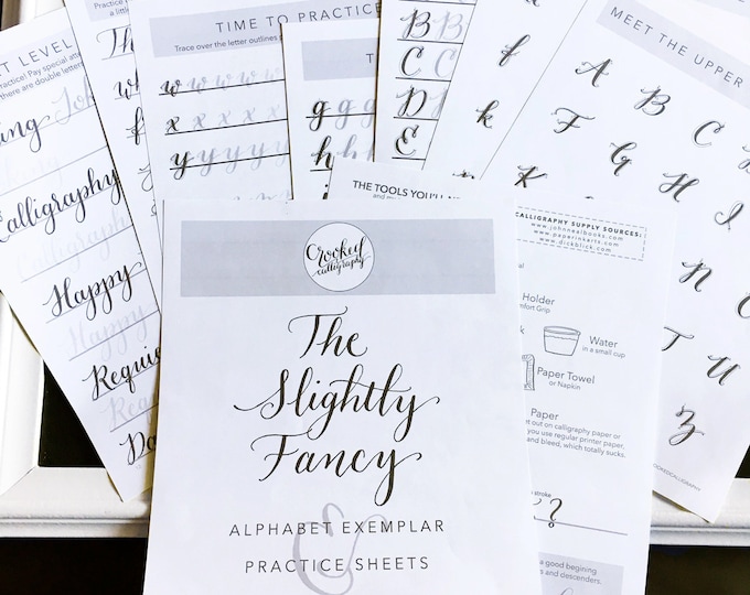 Modern Calligraphy Worksheet PRINTABLE DOWNLOAD Slightly - Etsy