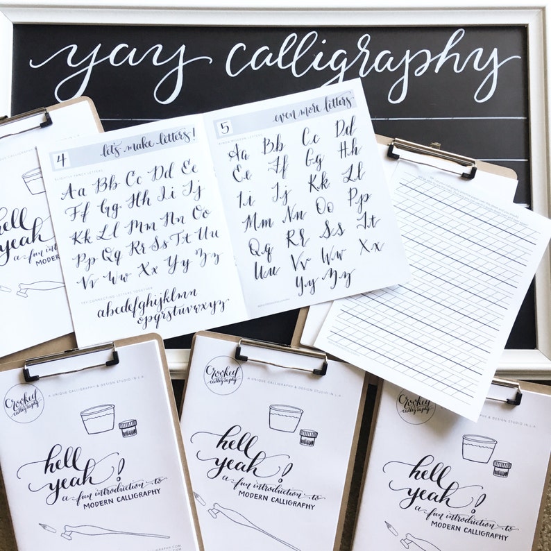 Modern Calligraphy Guidebook - PRINTABLE DOWNLOAD - 2 Alphabets, Practice Strokes, Styling tips, Troubleshooting, Inspiration, Guidesheet image 1