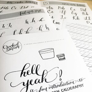 Modern Calligraphy Guidebook - PRINTABLE DOWNLOAD - 2 Alphabets, Practice Strokes, Styling tips, Troubleshooting, Inspiration, Guidesheet image 3
