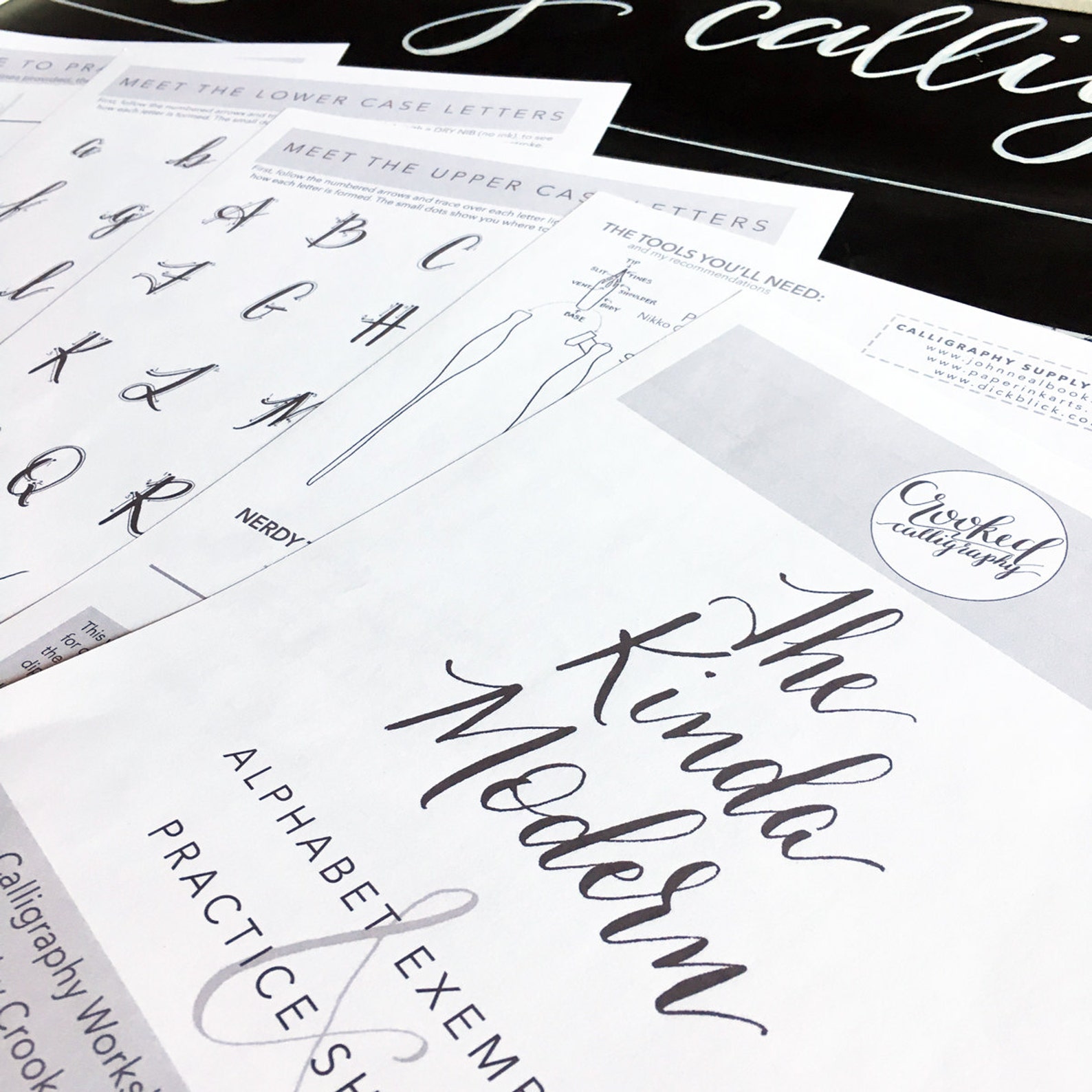 Modern Calligraphy PRINTABLE Worksheet - INSTANT DOWNLOAD - Kinda ...