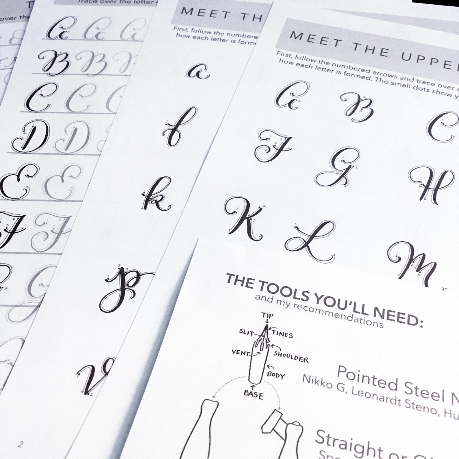 Modern Calligraphy PRINTABLE Worksheet - INSTANT DOWNLOAD - Whimsical ...
