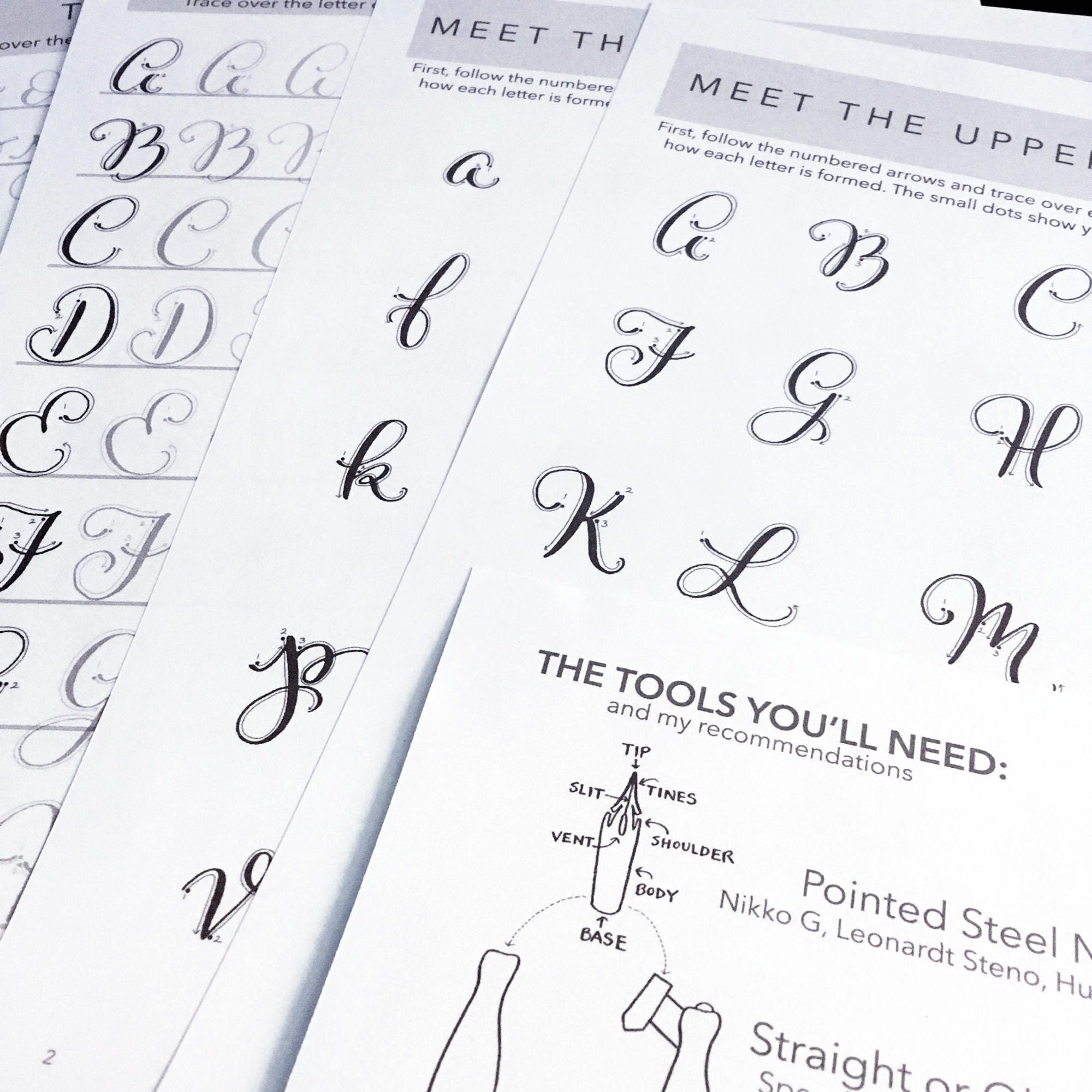 Modern Calligraphy PRINTABLE Worksheet - INSTANT DOWNLOAD - Whimsical ...