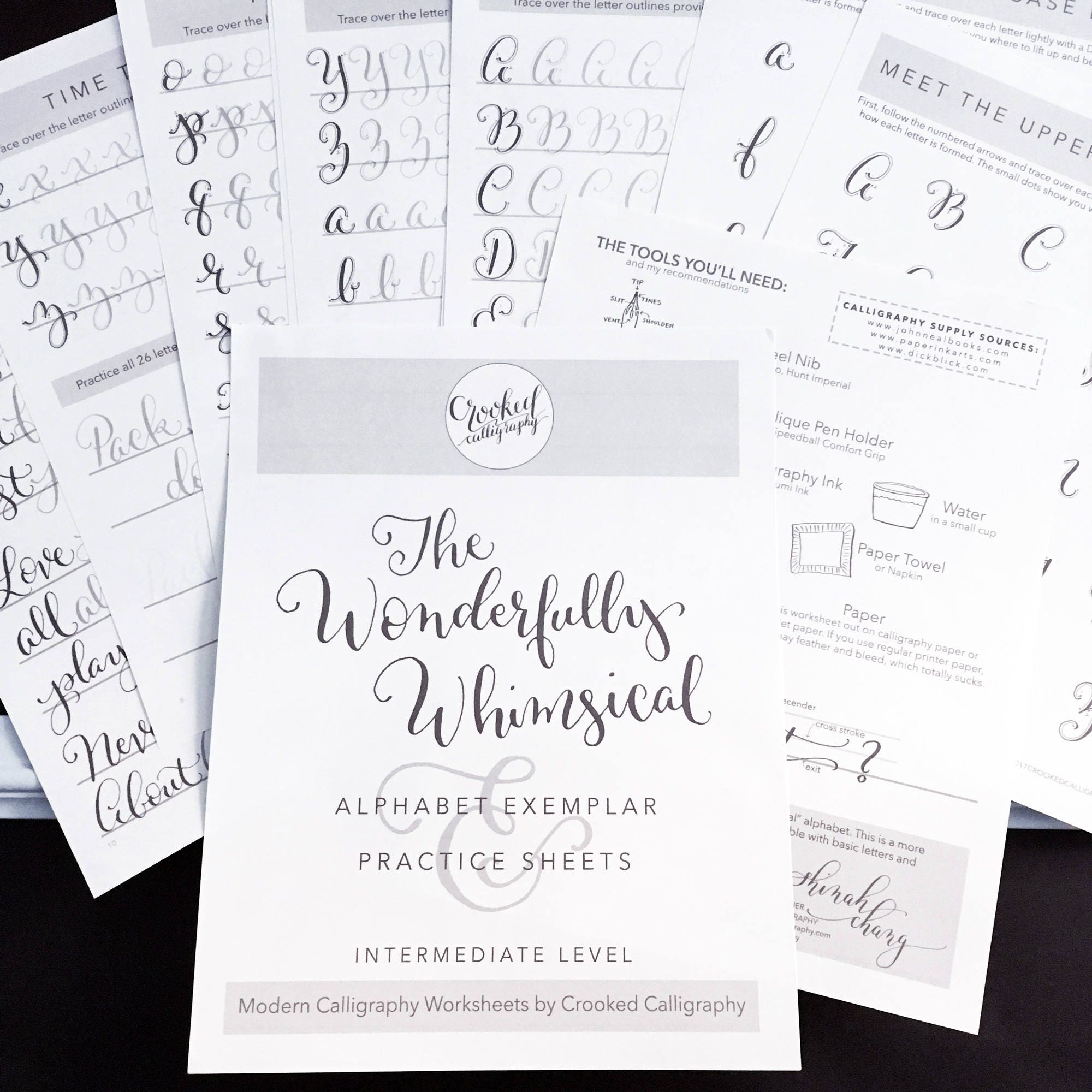 modern calligraphy printable worksheet instant download etsy