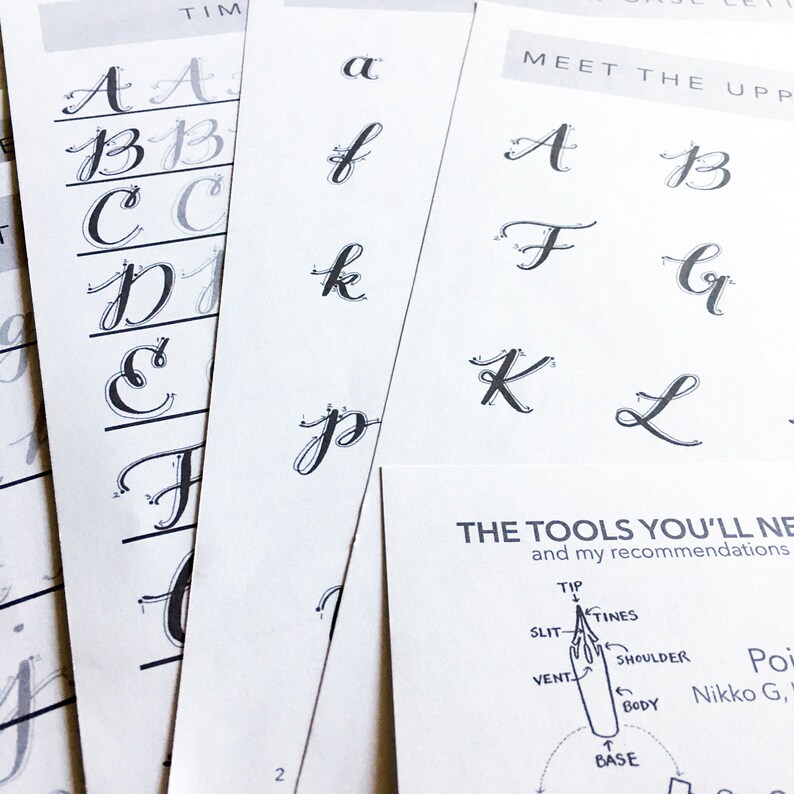 modern calligraphy worksheet printable download slightly