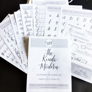 Feuille de travail imprimable de calligraphie moderne - TÉLÉCHARGEMENT INSTANTANÉ - Exemple d'alphabet un peu moderne, feuilles de pratique de calligraphie, formation de lettre