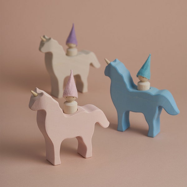 Unicorn toy | Wooden unicorn toy | Unicorns | Unicorn figure |Wooden animals |Montessori | Waldorf toy | Wood toys | Peg doll |Unicorn party