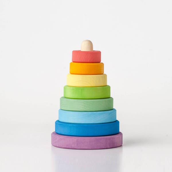 Stacking toy | Wooden rainbow stacker | Wooden pyramid | Ring Stacker toy |Montessori |Waldorf toy |Wood toys |Rainbow toy |Educational toys