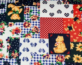SOLD PER METRE Polycotton Fabric Teddy Bear Nursery Baby Material CRAFTS