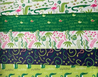Everglades Navy Snakes Swamp Kids Cotton Fabric Width Approx 112cm
