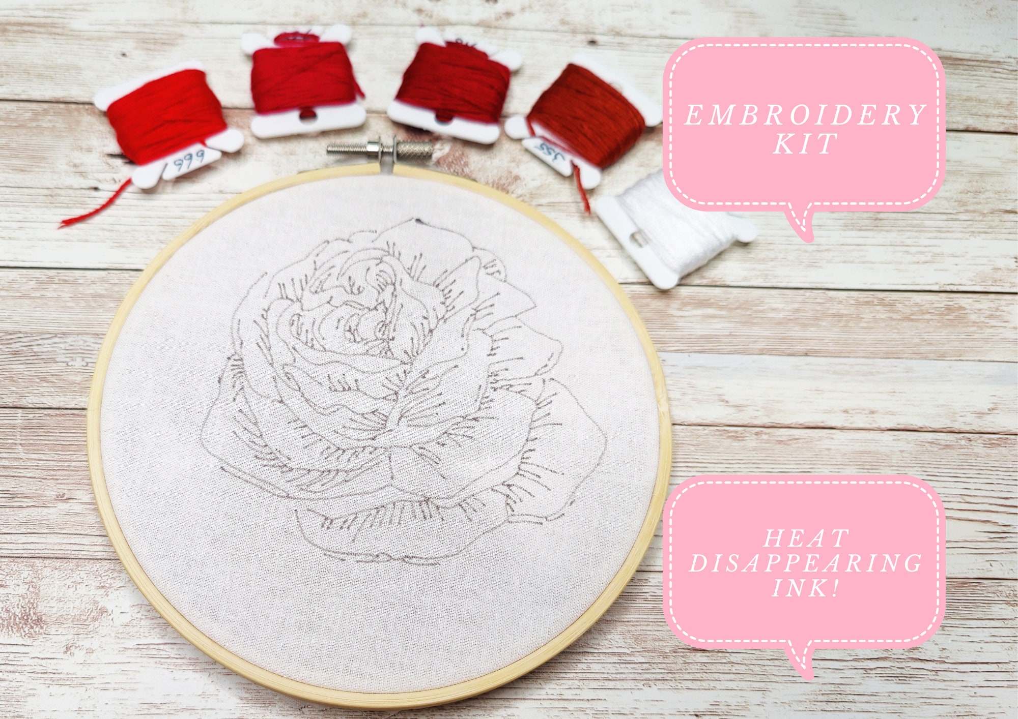 Beginner Embroidery Kit - Pepper-rosie Pizza, 8 x 5 in. – Pretty