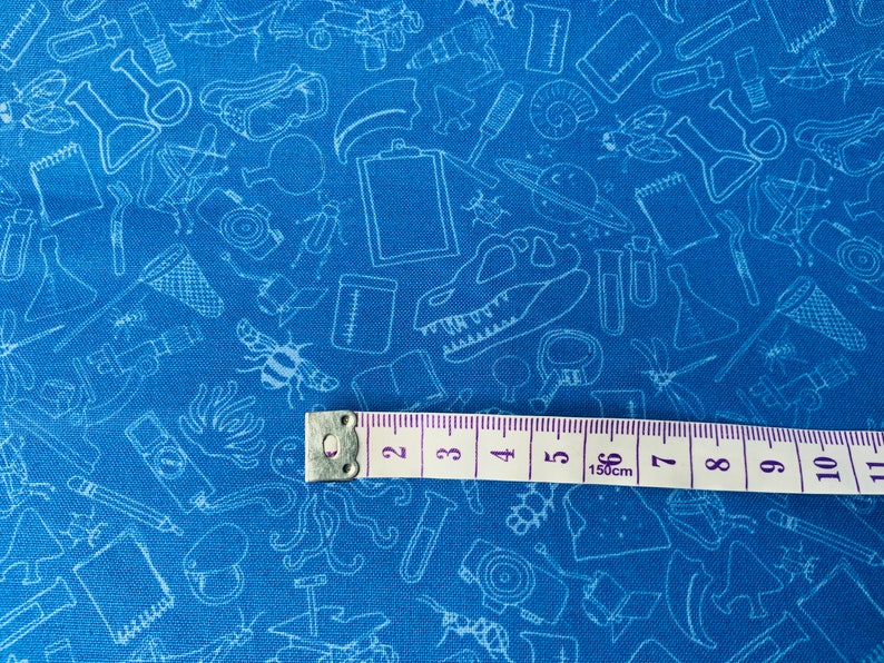 Girls Fabric Kids Fabric Scientist Fabric Blue Science Fabric Cotton Fabric Boys Fabric Craft Fabric Decor Back To School Fabric