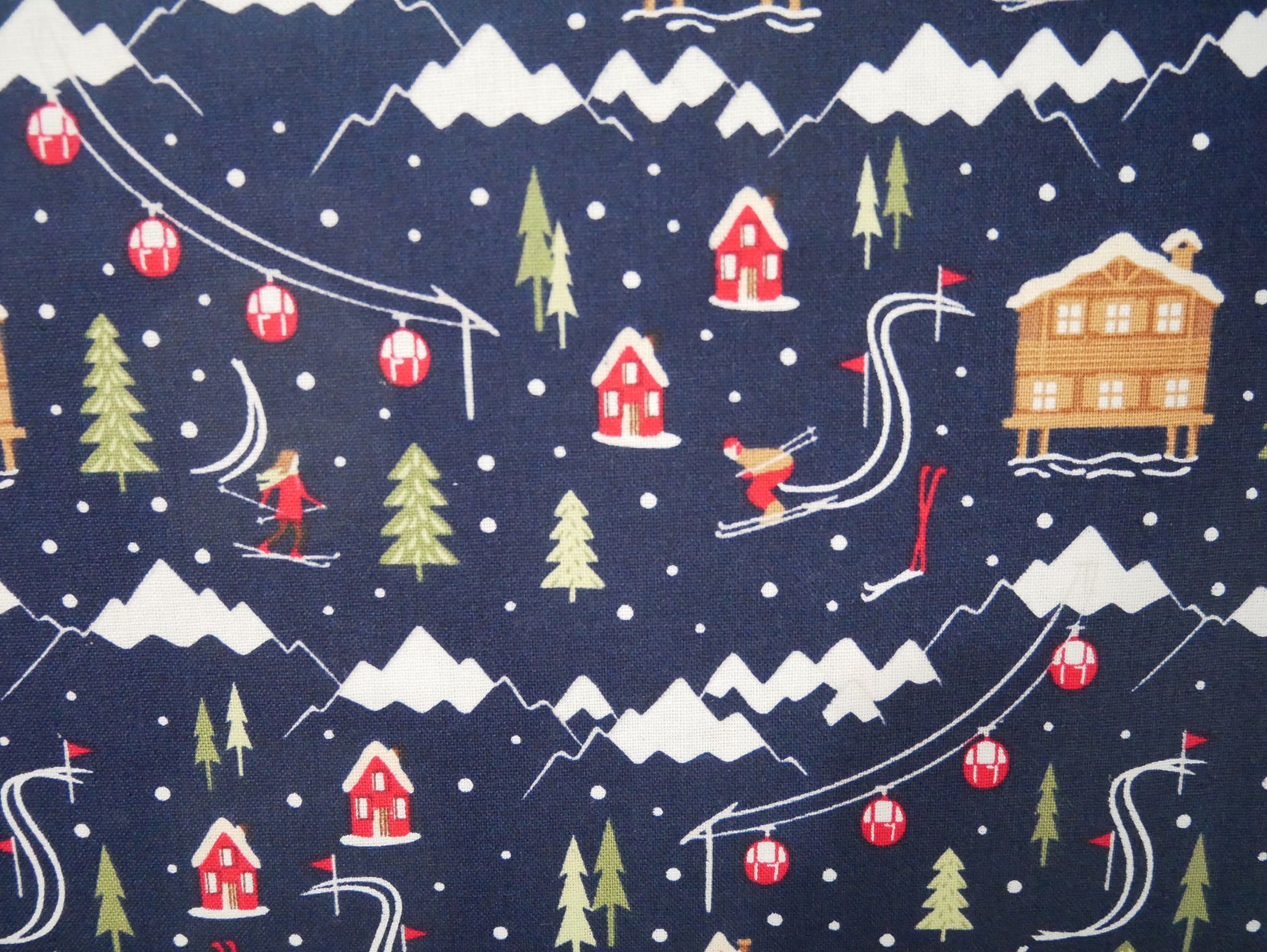 Ski Resort Cotton Xmas Fabric Craft Quilting Upholstery Fabric Etsy UK